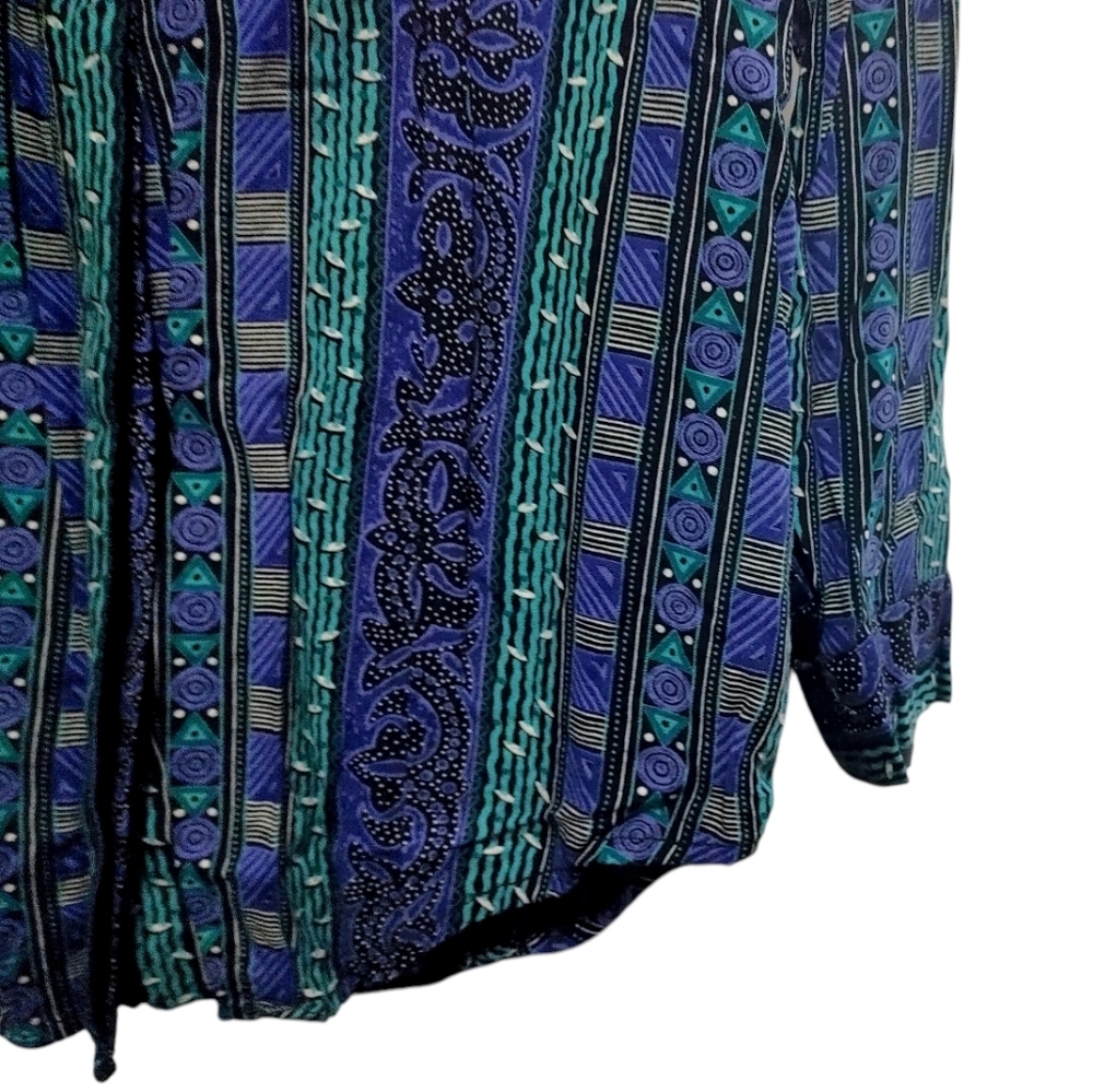 Vintage 1980s 2 Piece Matching Set Blue Green Graphic Women's Size Large - Picture 7 of 13